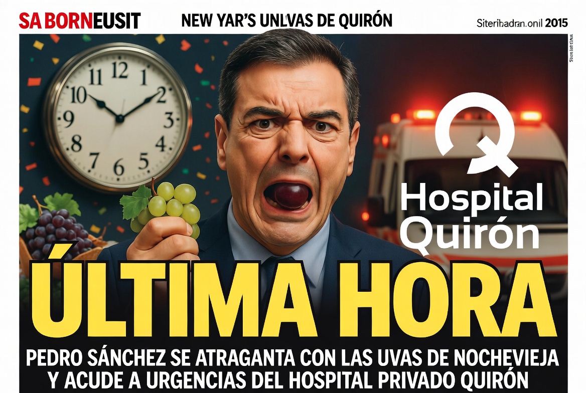 Última Hora: Pedro Sánchez se atraganta con las uvas de Nochevieja y acude a urgencias del hospital privado Quirón