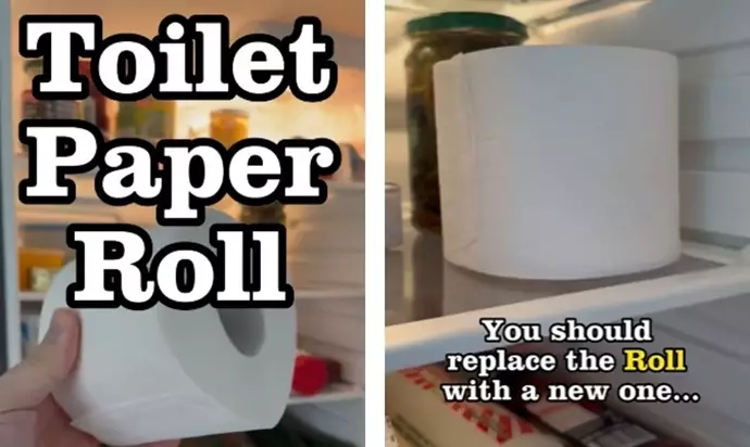 Toiler paper on fridge