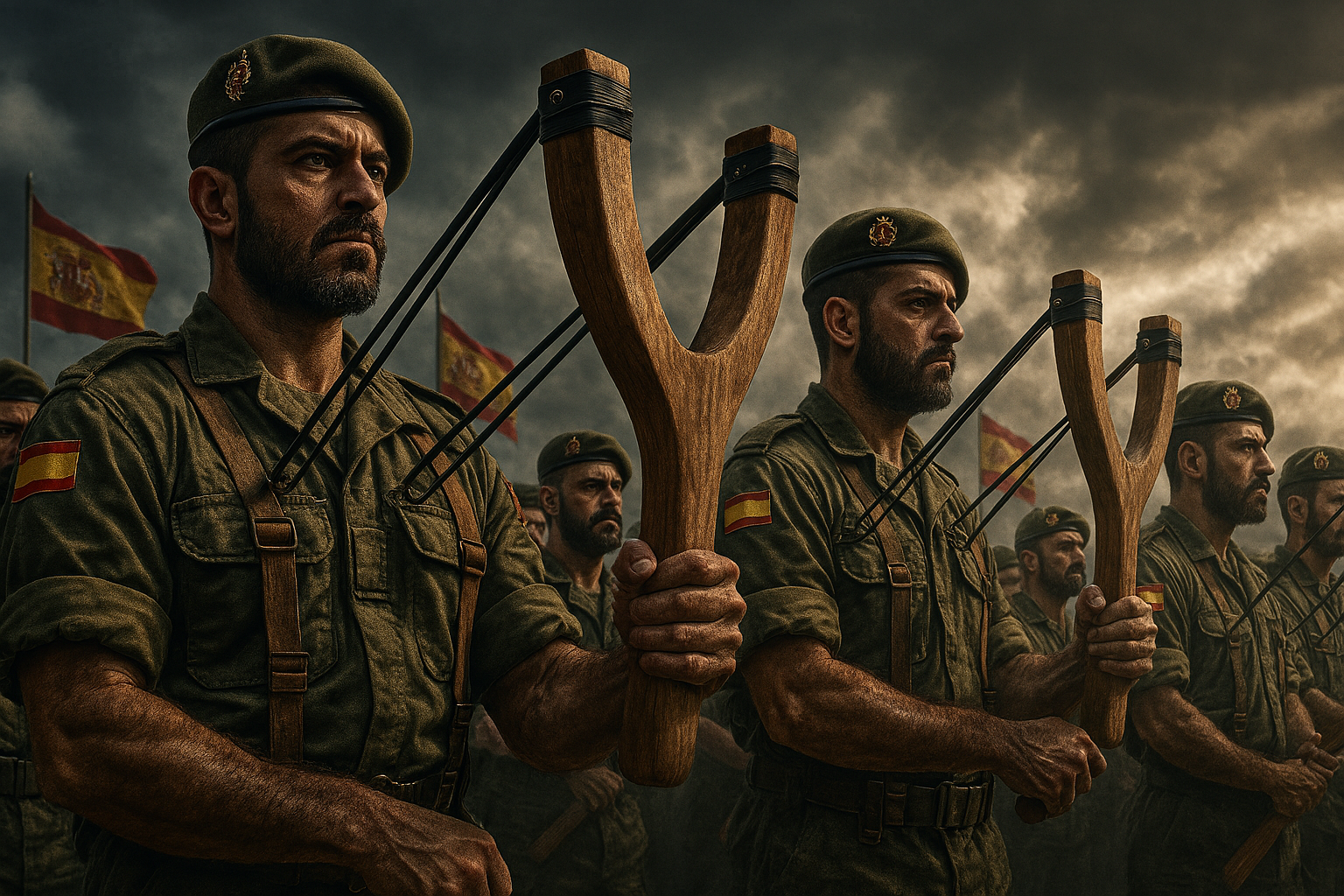militares con tirachinas