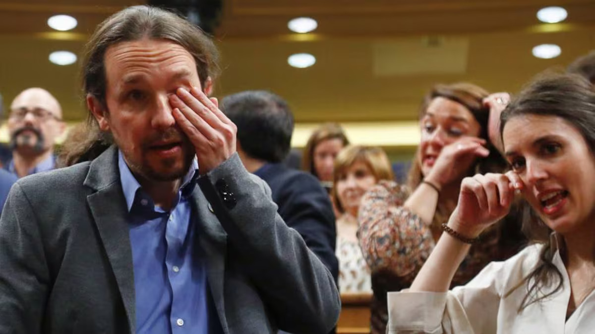 pablo iglesias e irene montero llorando
