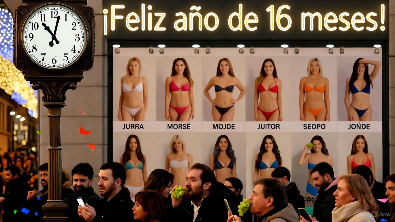 España aprueba oficialmente el año de 16 meses para sincronizar el calendario con las uvas de Nochevieja